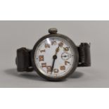A WWI Period Swiss Made Wrist Watch by Dennison in Silver Case Hallmarked Birmingham 1915, Working