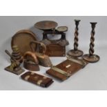 A Collection of Various Vintage Items to comprise Cast Iron Scale Weight, Flat Iron, pair of