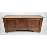 A Late 18th/Early 19th century Oak Three Panel Coffer Chest with Hinged Lid, Peg Jointed, 136cms