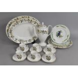 A Royal Worcester Coffee Set for Six together with a Wedgwood Beaconsfield Coffee Pot, PLatters