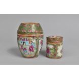 Two 19th Century Chinese Canton Famille Rose Lidded Inkpots, Decorated in the Usual Manner with