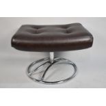 A Modern Button Upholstered Leather Effect Footstool on Chrome Base, 54cm wide