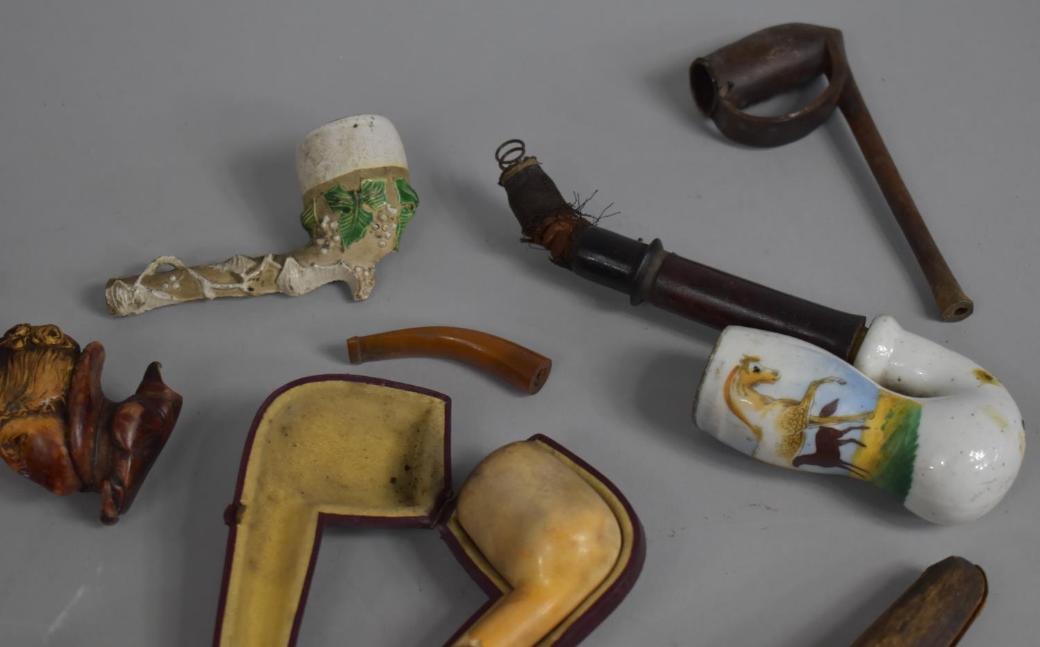 A Large Collection of Vintage Wooden and Ceramic Pipes to Include Silver Mounted Example etc, - Image 4 of 6