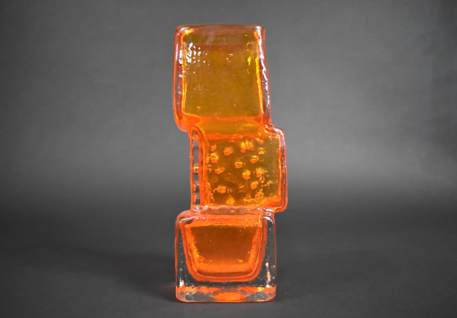 A Whitefriars Tangerine Glass Drunken Bricklayer Textured Vase, no.9673, as Designed by Geoffrey - Image 4 of 6