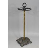 A Late Victorian/Edwardian Cast Iron and Brass Stick Stand, 73cms High