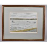 A Framed Watercolour by Syd Walker, Salmon Fisher's Cobles, 28x21cm