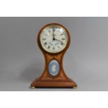 A 20th Century Balloon Clock by Comitti with Oval Wedgwood Jasperware Plaque, Battery Movement,
