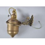 A Copper and Brass Bulkhead Mounting Gimballed Ships Lamp, Originally Oil but now Converted to