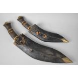Two Vintage Kukri Knives, Both Missing Daggers, Scabbards AF