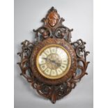 A Mid 20th Century Ornate Wall Hanging Clock with Battery Movement, 50cm high