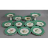 A 19th Century Continental Porcelain Hand Painted Fruit Service Comprising Four Tazzas and