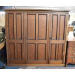 A Late 19th Century Oak Triple Hall Robe, the Centre Shelf Section Flanked by Two Hanging