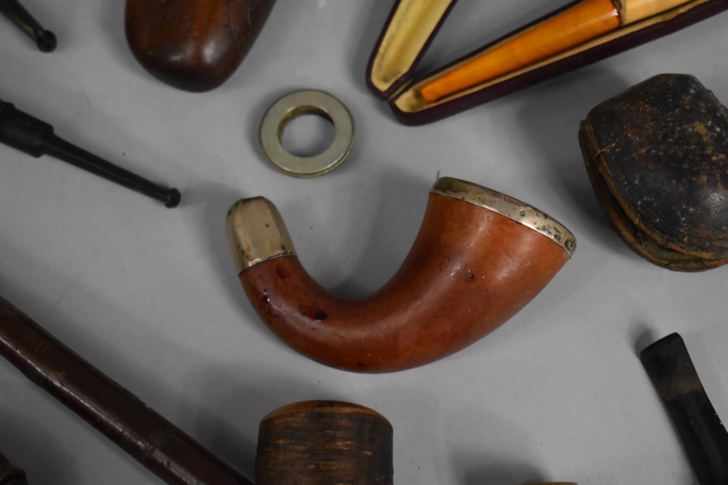 A Large Collection of Vintage Wooden and Ceramic Pipes to Include Silver Mounted Example etc, - Image 5 of 6