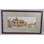 A Framed Edwardian Watercolour, Signed J Palin, Dilapidated Thatched Cottage with Duck Pond, 47x19cm