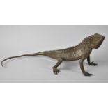 A Heavy Bronze Study of an Indian Lizard, 25cms Long (Missing One Green Glass Eey)