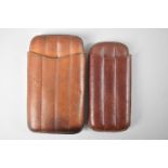 Two Mid 20th Century Leather Cigar Cases to Contain Three and Four Cigars