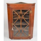 A Late 19th Century Mahogany Glazed Wall Hanging Corner Cabinet with Shelved Interior, 78cm wide