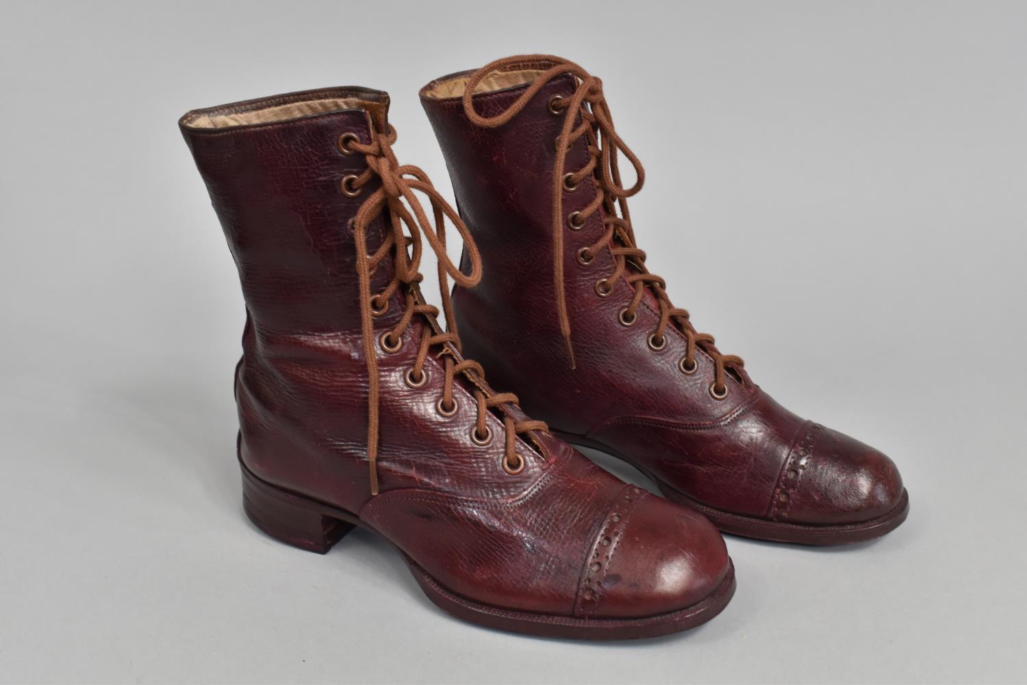 A Pair of Victorian Young Girl's Leather Boots, Size 11