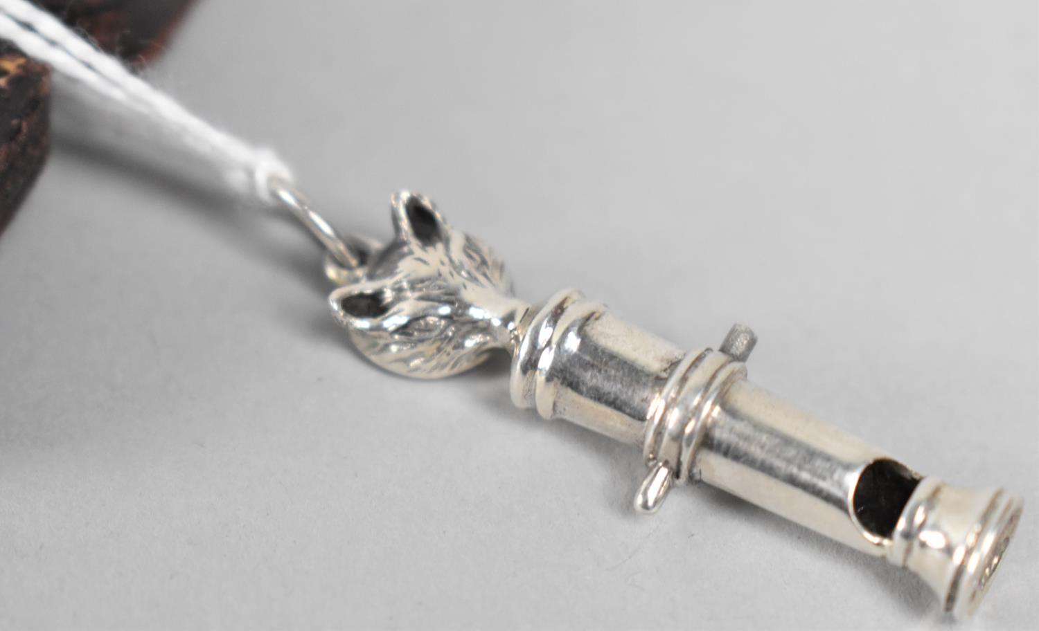 A Silver Miniature Whistle of Cannon Body Form and With Fox Head Finial in Vintage Cook & Burchett - Image 3 of 3