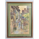 A Framed Victorian Watercolour of Rouen Street, Signed C E Flower 1896, 23x35cm