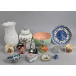 A Collection of Various Ceramics to comprise Coalport Ming Rose Lidded Jar, Crown Devon Plate