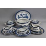 A Collection of Booths Real Old Willow Pattern Dinnerwares to comprise Tureen (Missing Lid), Two