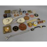 A Collection of Various Dressing Table Items to comprise Powder Compacts, Enamelled Staffordshire