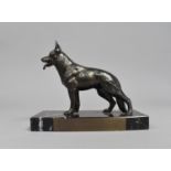 A Vintage Presentation Study of German Shepherd on Marble Plinth, 17cms Long