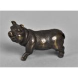 A Miniature Bronze Study of a Pig, 3cms Long