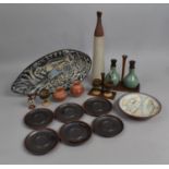 A Collection of Various Studio and Glazed Stoneware to comprise Shaped Bowl, Saucers, Cruets Etc (