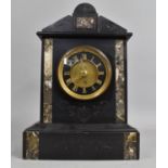 A Late Victorian French Black Slate and Marble Mantel Clock of Architectural Form, Movement Now