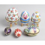 A Collection of Novelty Ceramic and Enamelled Ovoid Novelty Boxes