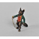 A Miniature Cold Painted Bronze Study of Anthropomorphic Fox Wearing Hunting Jacket, Waistcoat and