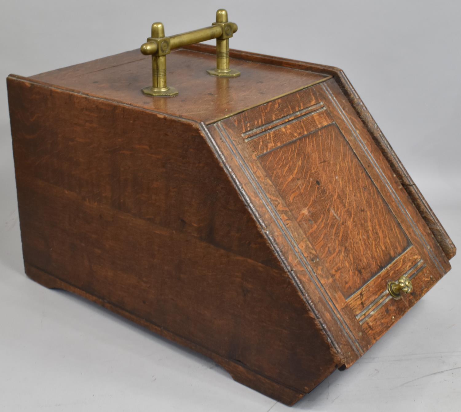 An Edwardian Brass Mounted Oak Coal Scuttle, 58cm Long