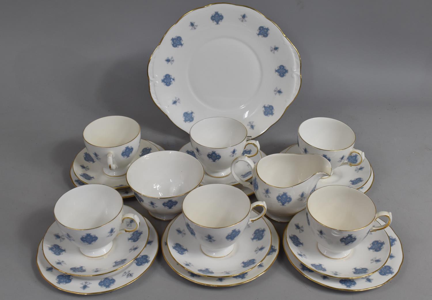 A Gainsborough Bone China Tea Set to comprise Six Cups, Six Saucers, Six side Plates, Cake Plate,