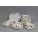 A Royal Albert Moss Rose Dinner Service to comprise Two Lidded Tureens, Sauceboat on stand, Single