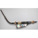 A Vintage Continental Ceramic Pipe Decorated with Stag, 47cm high