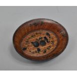 A 19th Century Lacquered Papier Mache Oval Trinket Dish Decorated with Fruit and Garlands, Condition