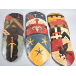 A Collection of Twelve Vintage Painted Wall Hanging Shields with Armorial Designs, 22cms High
