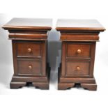 A Pair of Modern Far Eastern Hardwood Three Drawer Bedside Cabinets, 42cms Square and 62cms High