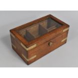 A Late Victorian/Edwardian Brass Banded Box with Glazed Hinged Lid to Fitted Interior, 28x15x13cms