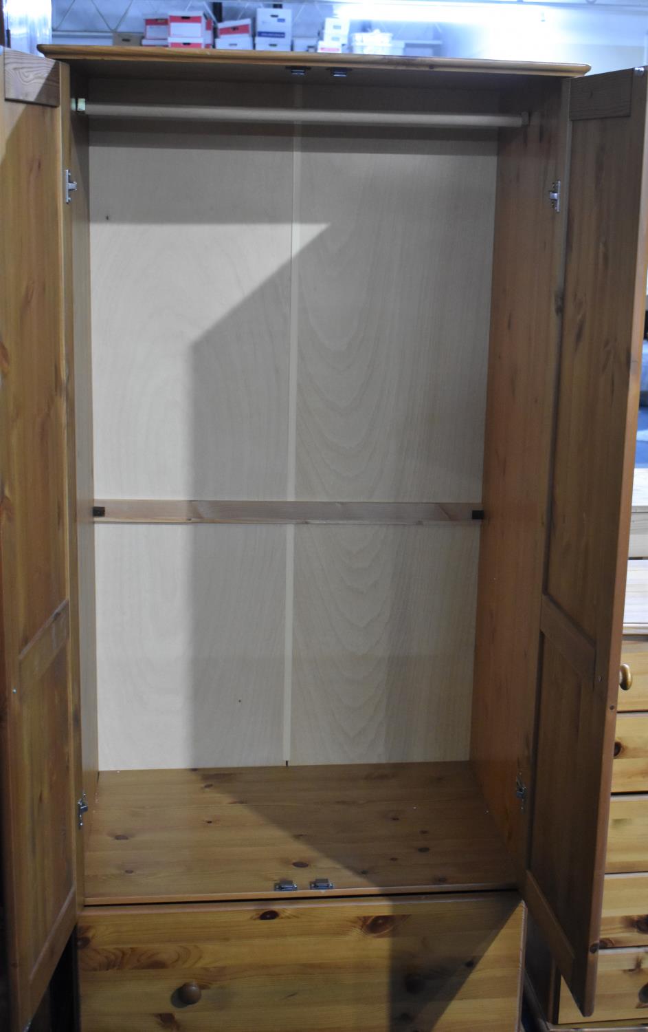 A Modern Pine Double Wardrobe with Base Drawer, 87cm wide - Image 2 of 2