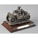 A Modern Mark Locker Pewter Figure Group 'Are We There Yet?' on rectangular Mahogany Plinth, One