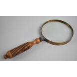 A Vintage Desk Top Wooden Handled Magnifying Glass, 28cms Long