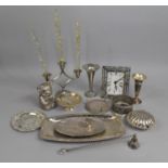 A Collection of Various Silver Plated Items to comprise Bottle Coasters, Three Branch Candelabra,