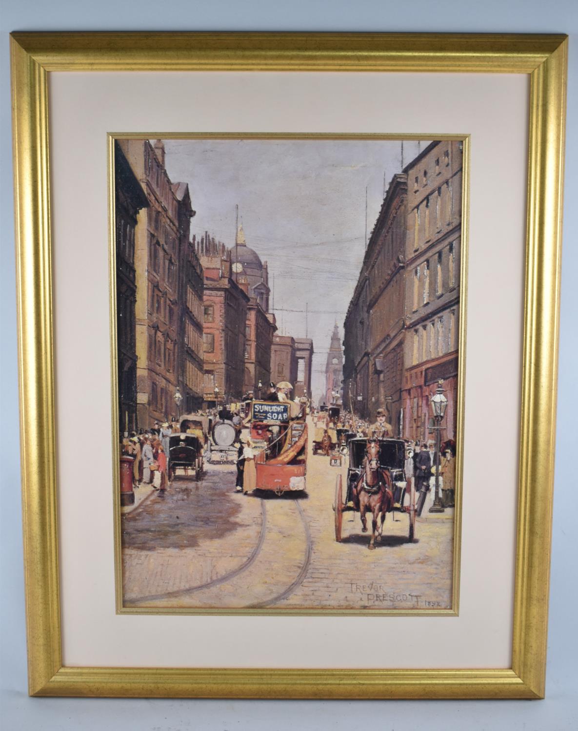 A Modern Gilt Framed Trevor Prescott Print, "Water Street, Liverpool 1892", 42x58cm