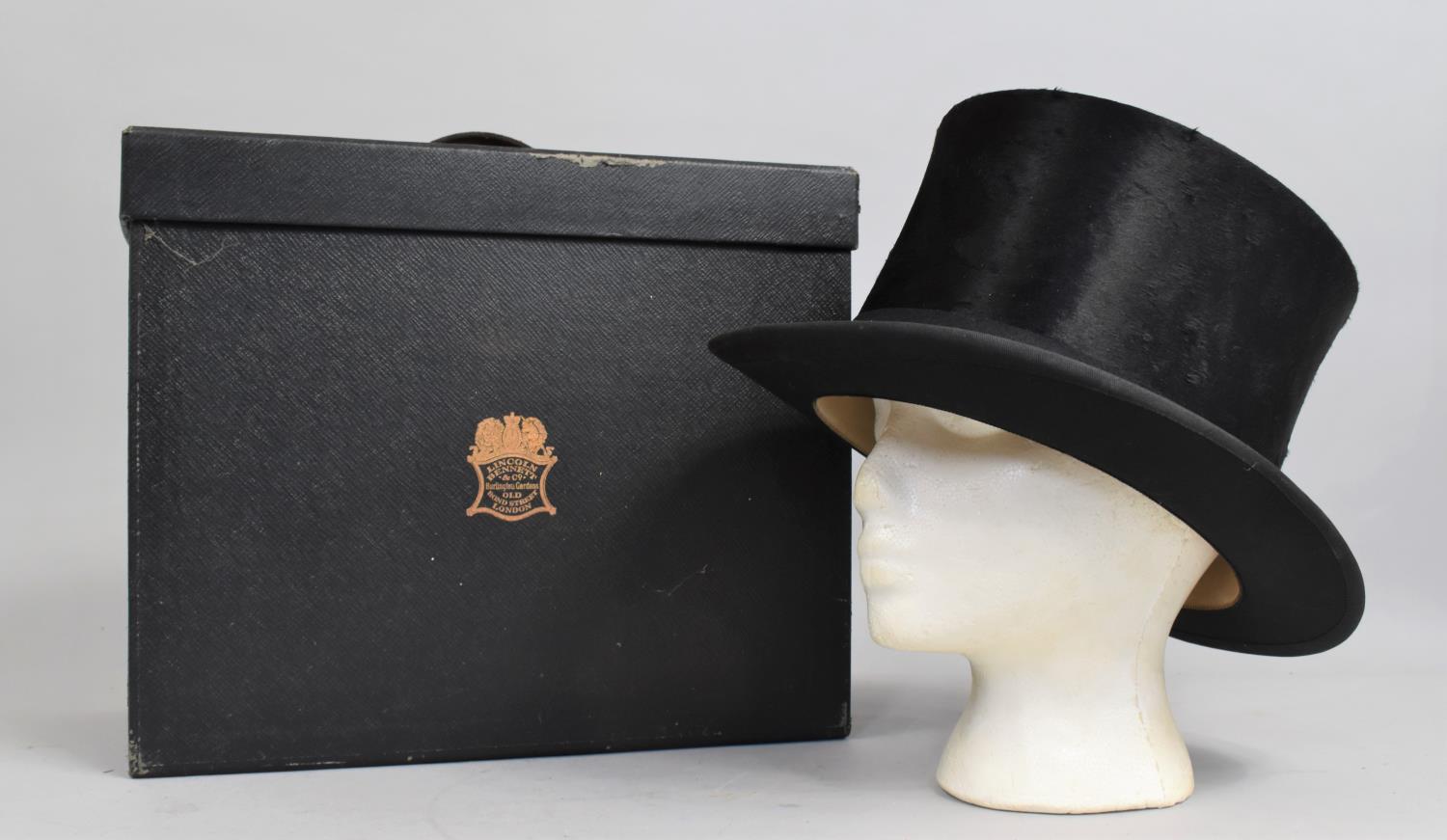 An Edwardian Black Top Hat by Lincoln Bennett in Original Fitted Carrying Case, Interior Measurement