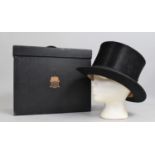 An Edwardian Black Top Hat by Lincoln Bennett in Original Fitted Carrying Case, Interior Measurement