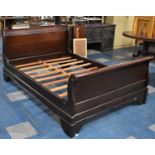 A Modern French Mahogany Sleigh Bed, 210x145cm (to fit double mattress)