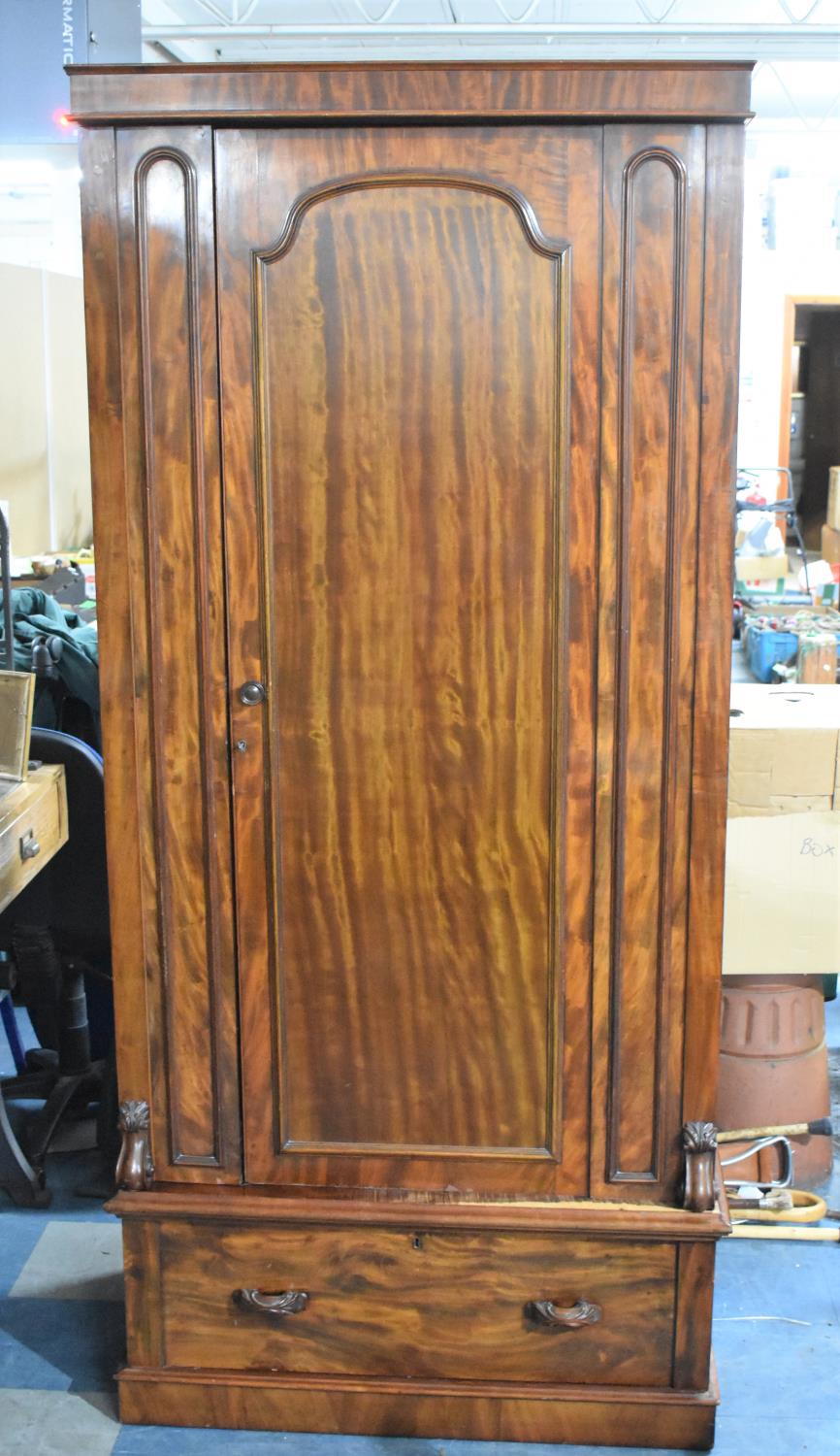 A Victorian French Mahogany Armoire with Panel Door and Base Drawer, 94cm wide